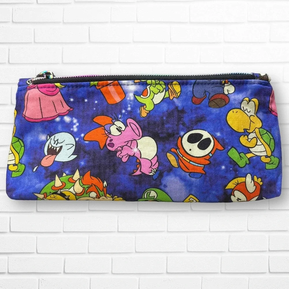 Super Mario Bros Game Characters Zipper Pouch Pencil Case Handmade NEW